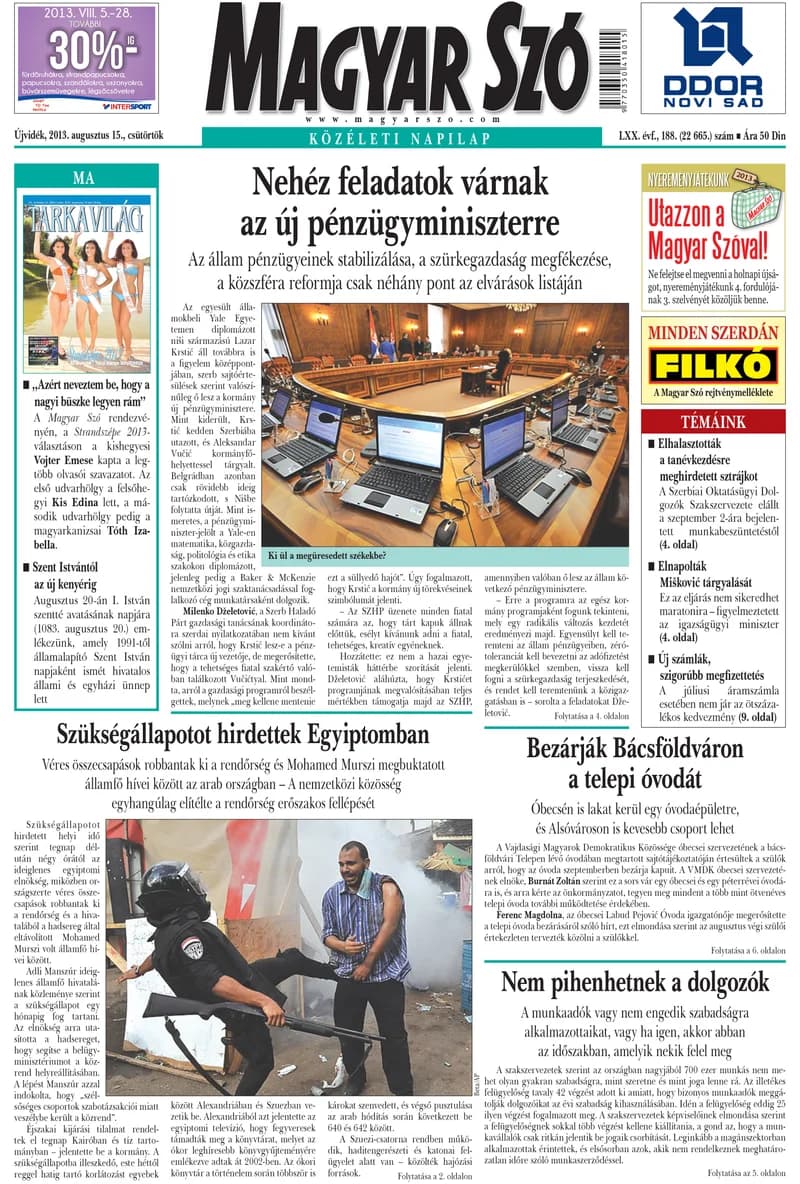 Magyar Szó, 70. évf. 2013. augusztus 15. 188. sz. 1–20. oldal