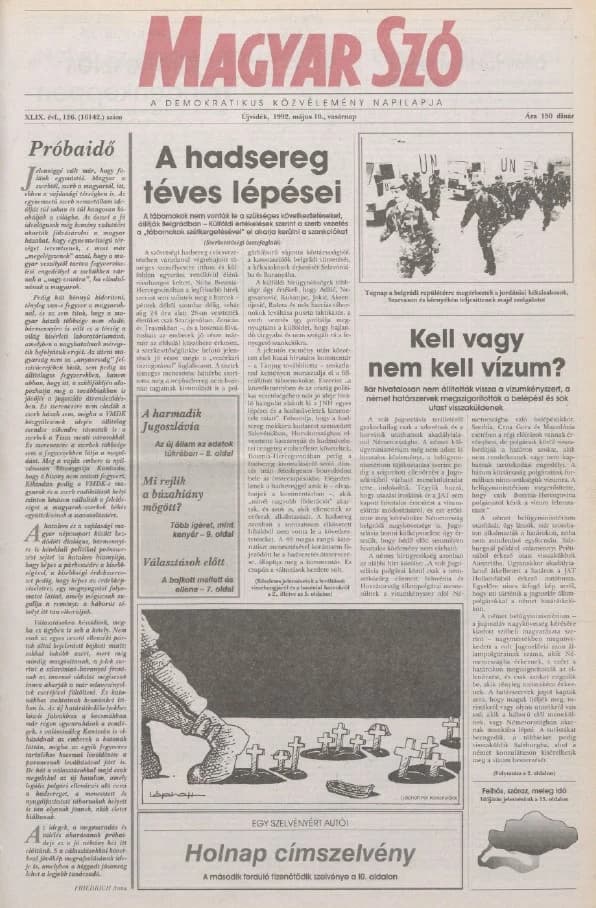 Magyar Szó, 49. évf. 1992. május 10. 126. sz. 1–28. oldal