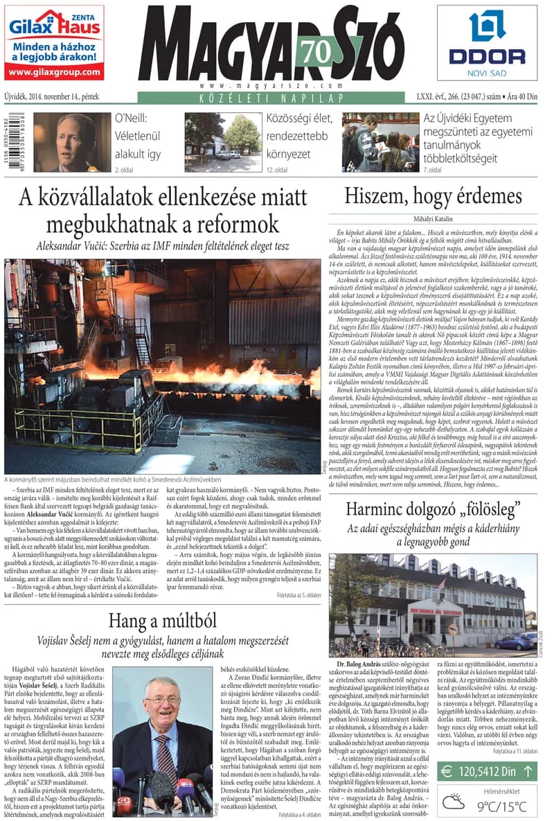 Magyar Szó, 71. évf. 2014. november 14. 266. sz. 1–16. oldal