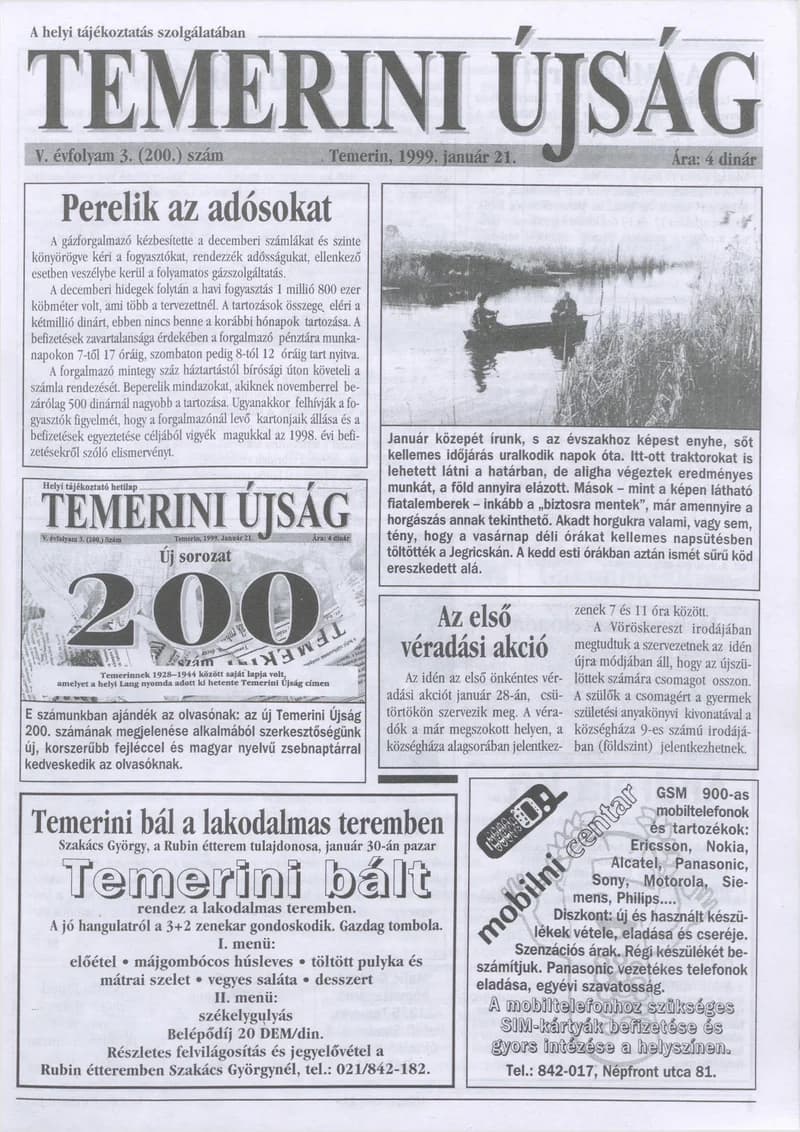 Temerini Újság, 5. évf. 1999. január 21. 3. sz.