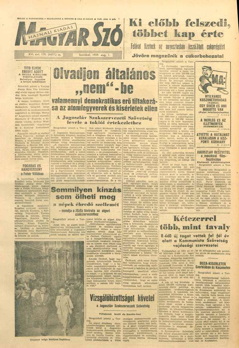Magyar Szó, 16. évf. 1959. augusztus 1. 179. sz. 1–22. oldal