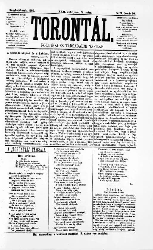 Torontál, 22. évf. 1893. január 30. 24. sz.