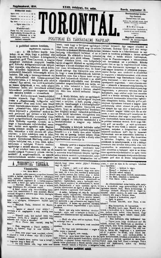 Torontál, 23. évf. 1894. szeptember 19. 214. sz.