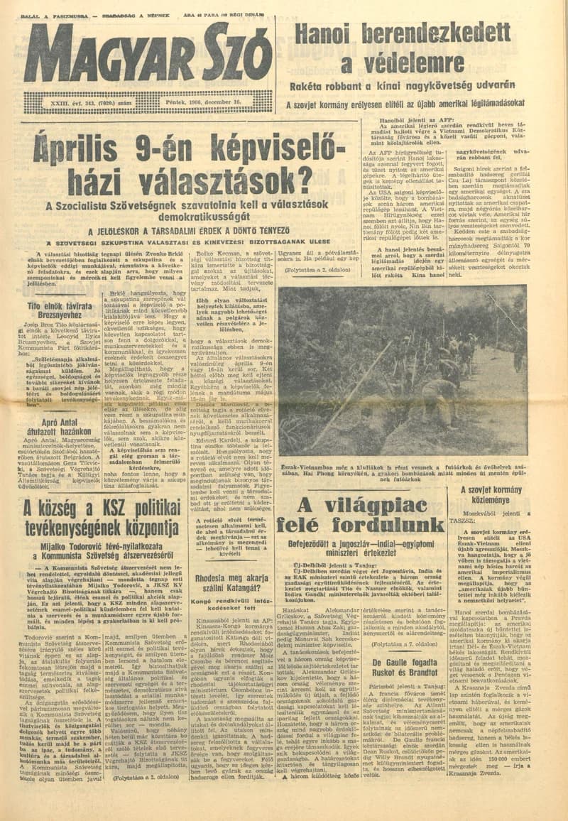 Magyar Szó, 23. évf. 1966. december 16. 343. sz.