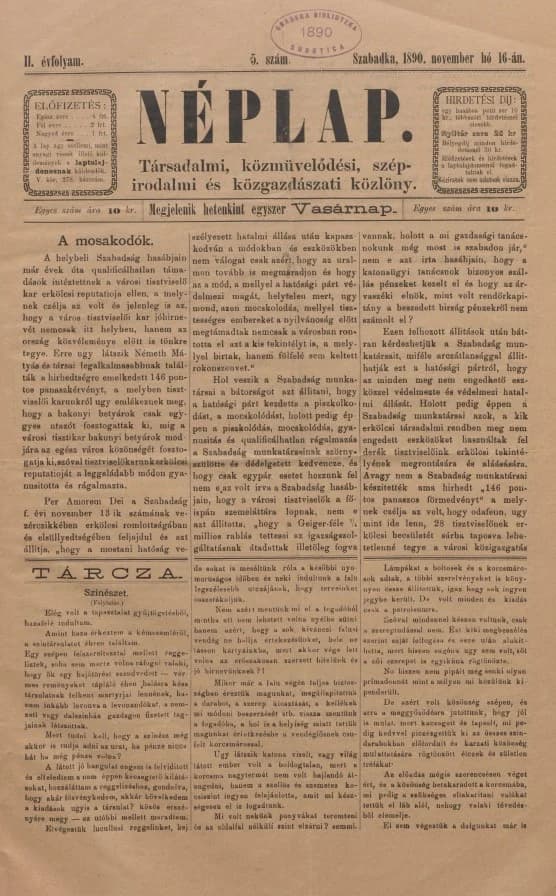 Néplap, 4. évf. 1890. november 16. 5. sz.