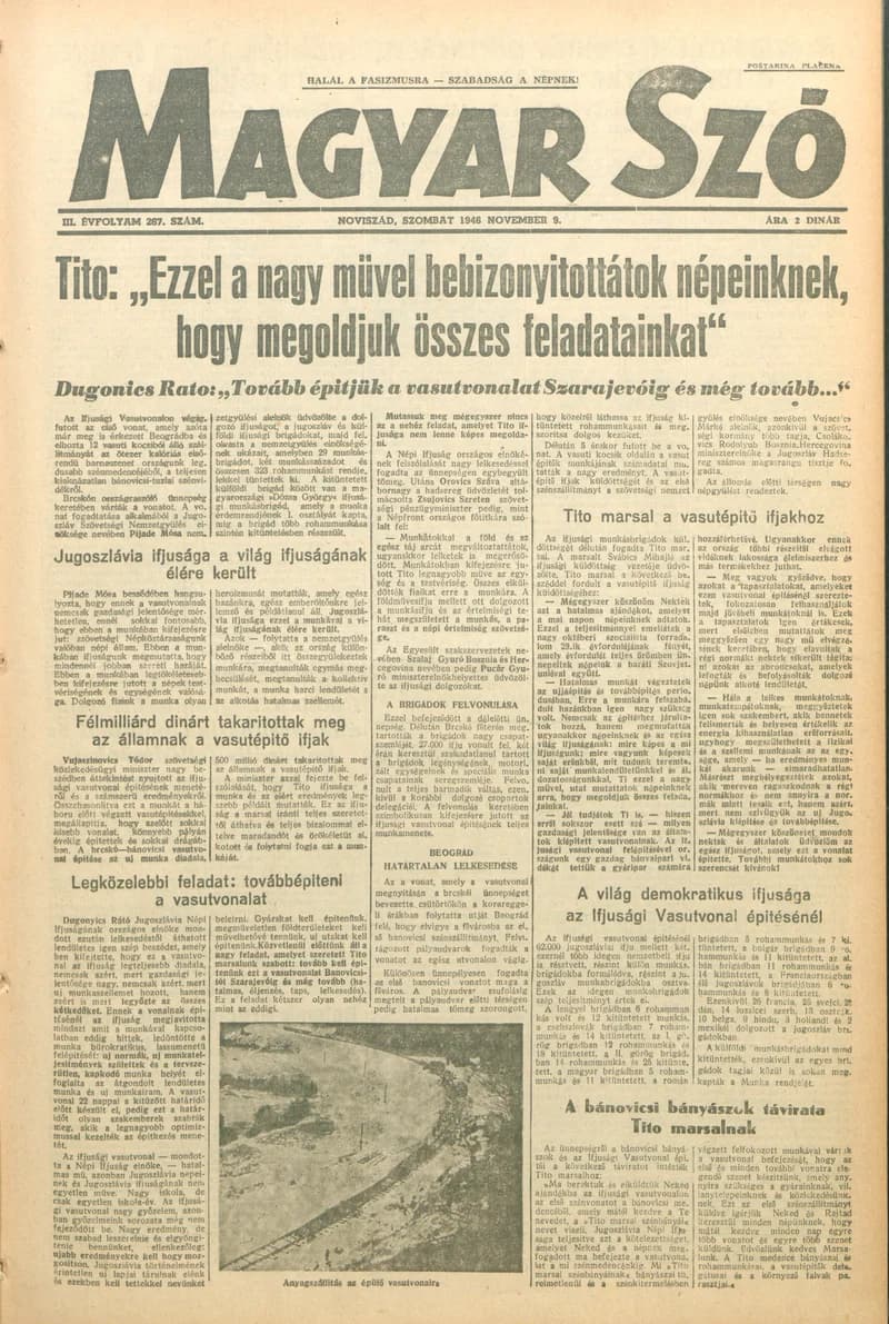 Magyar Szó, 3. évf. 1946. november 9. 267. sz. 1–6. oldal