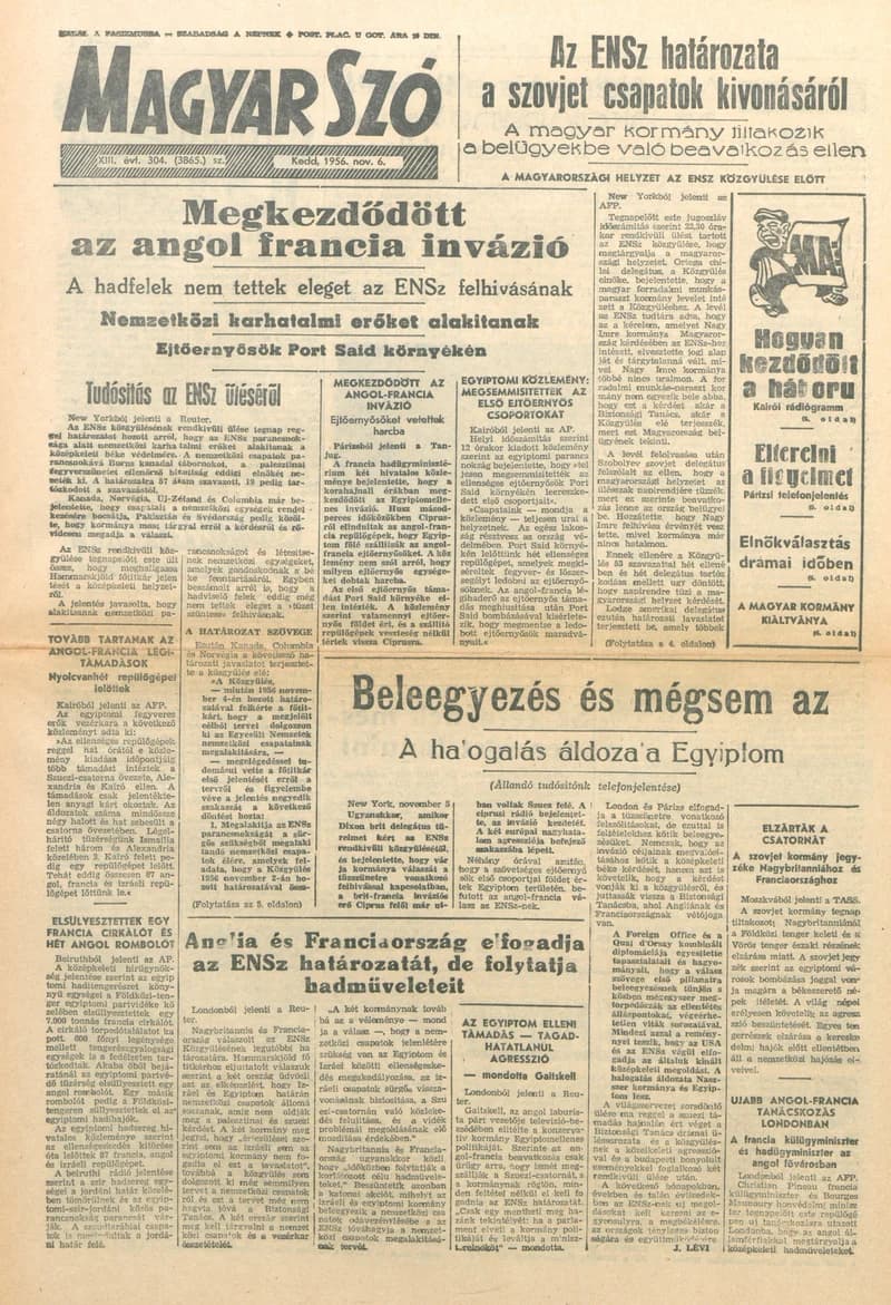 Magyar Szó, 13. évf. 1956. november 6. 304. sz. 1–8. oldal