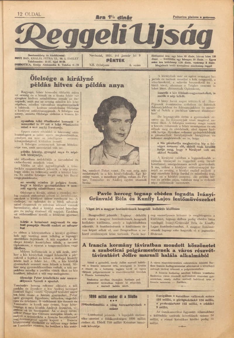 Reggeli Újság, 12. évf. 1931. január 9. 6. sz.
