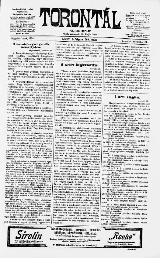 Torontál, 35. évf. 1906. november 24. 269. sz.