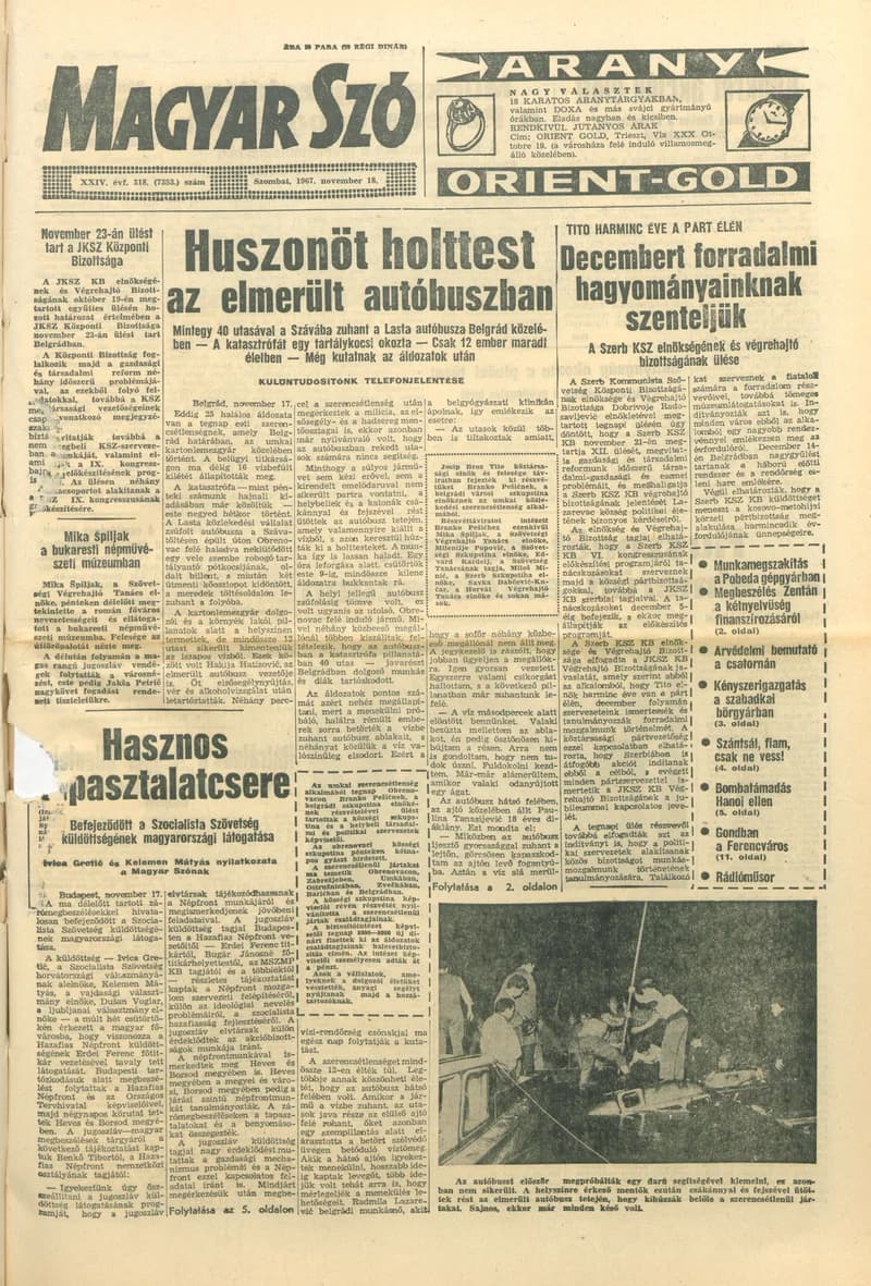 Magyar Szó, 24. évf. 1967. november 18. 318. sz. 1–12. oldal