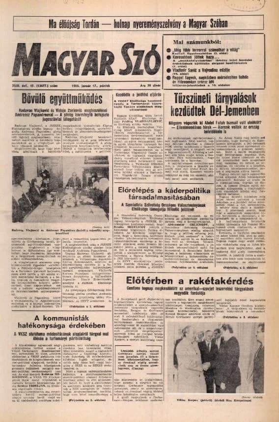 Magyar Szó, 43. évf. 1986. január 17. 15. sz. 1–20. oldal