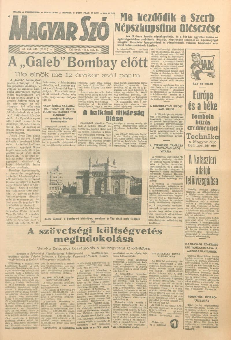 Magyar Szó, 11. évf. 1954. december 16. 341. sz. 1–12. oldal