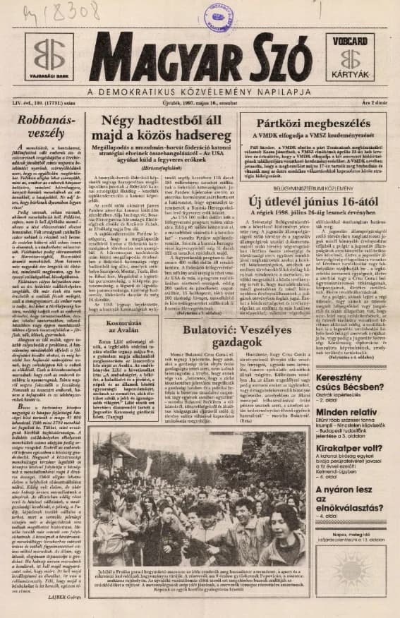 Magyar Szó, 10. évf. 1997. május 10. 108. sz. 1–16. oldal