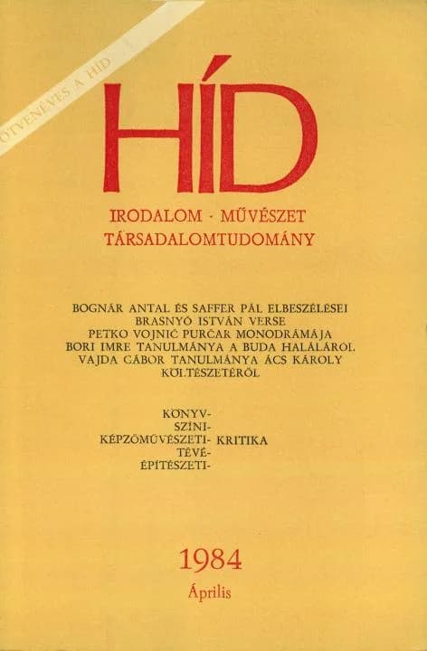 Híd, 48. évf. 1984. április. 4. sz. 389–532. oldal