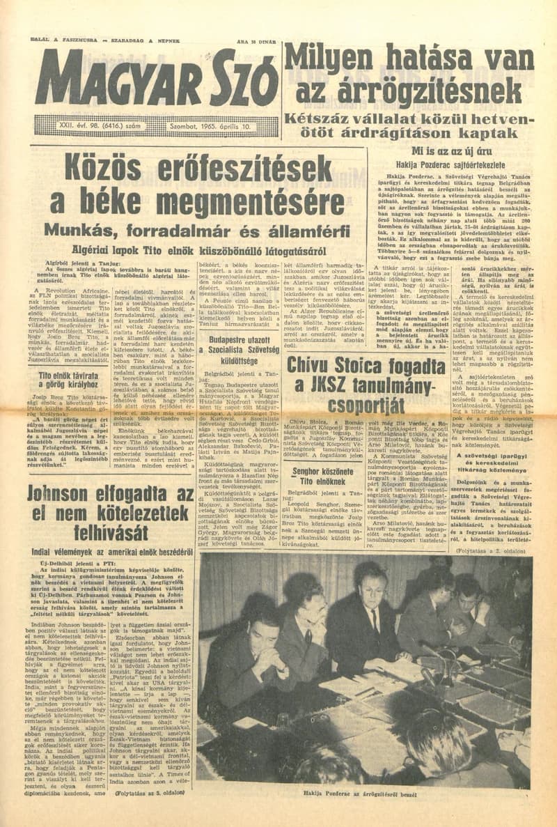 Magyar Szó, 22. évf. 1965. április 10. 98. sz. 1–12. oldal