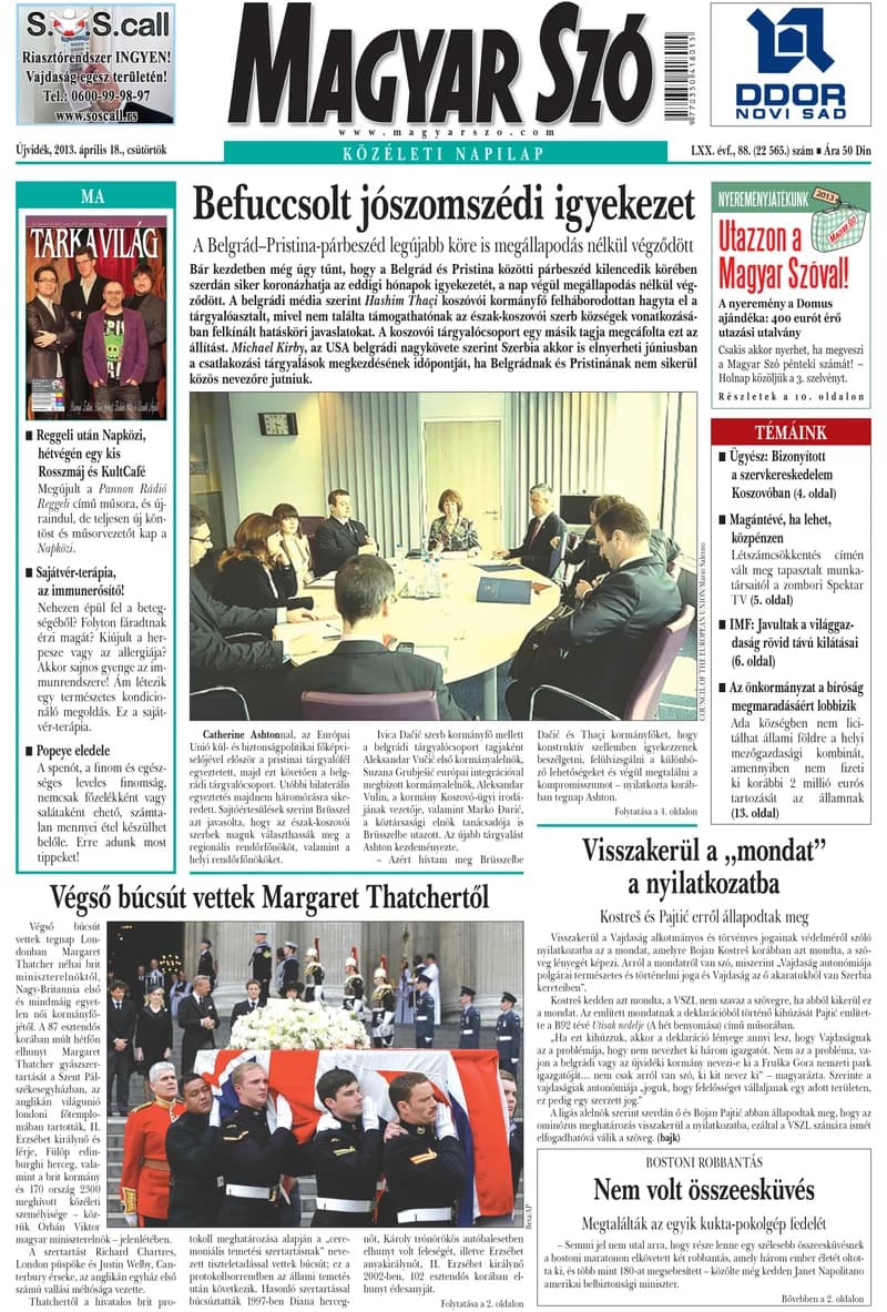 Magyar Szó, 70. évf. 2013. április 18. 88. sz. 1–20. oldal