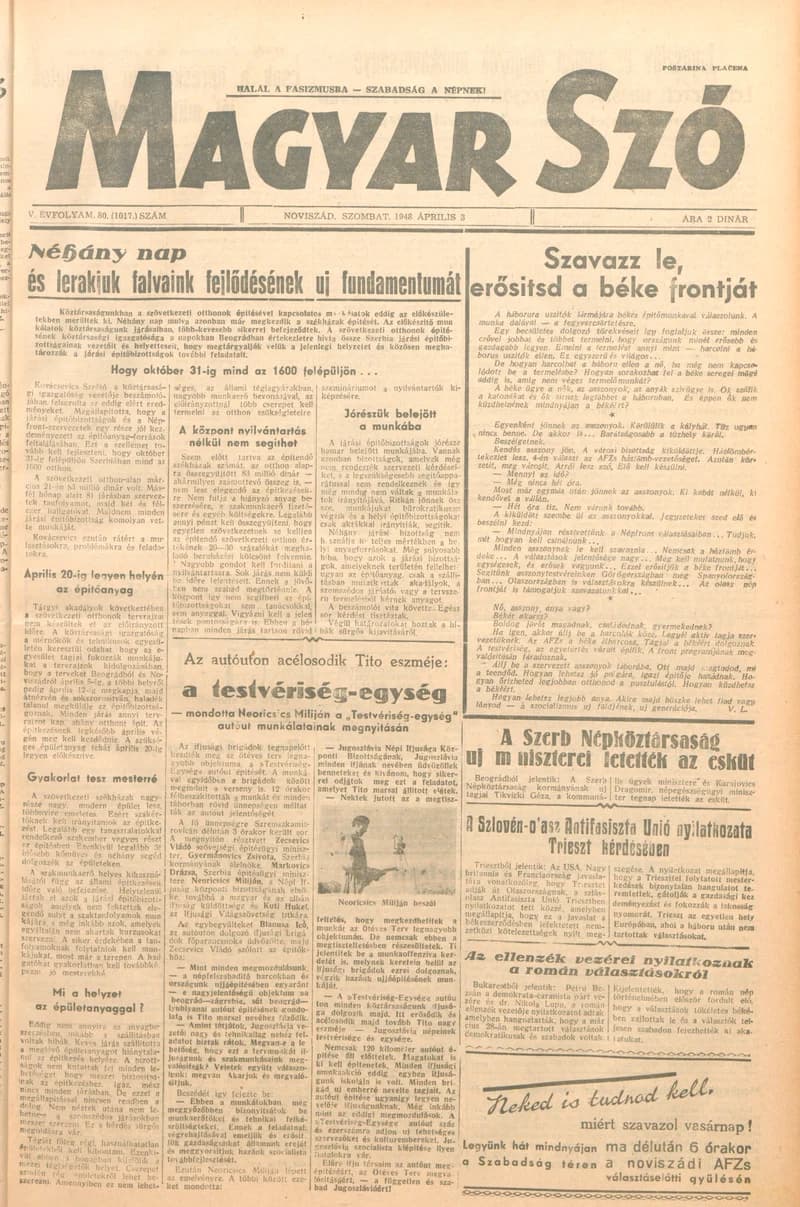 Magyar Szó, 5. évf. 1948. április 3. 80. sz. 1–4. oldal