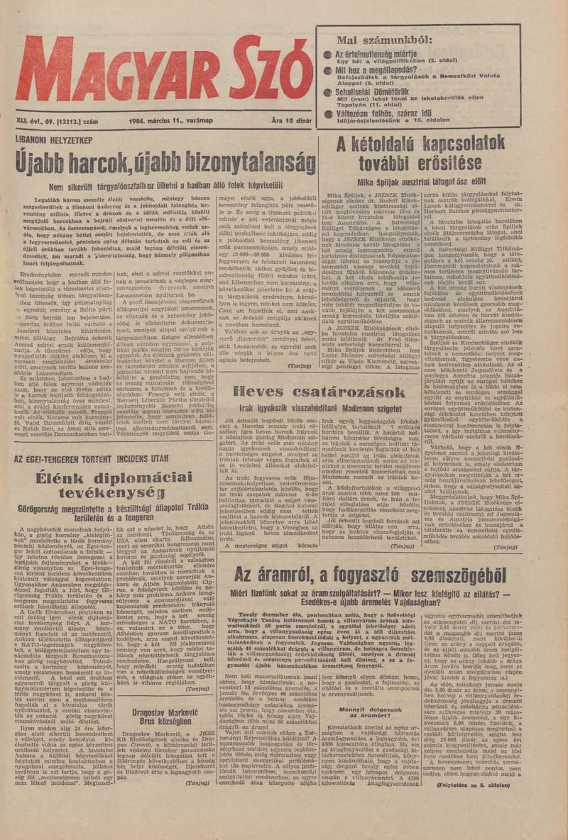 Magyar Szó, 41. évf. 1984. március 11. 69. sz. 1–28. oldal