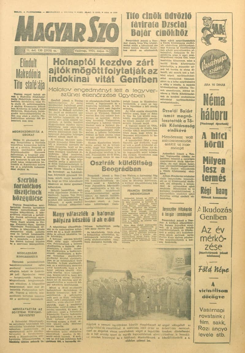 Magyar Szó, 11. évf. 1954. május 16. 130. sz. 1–14. oldal