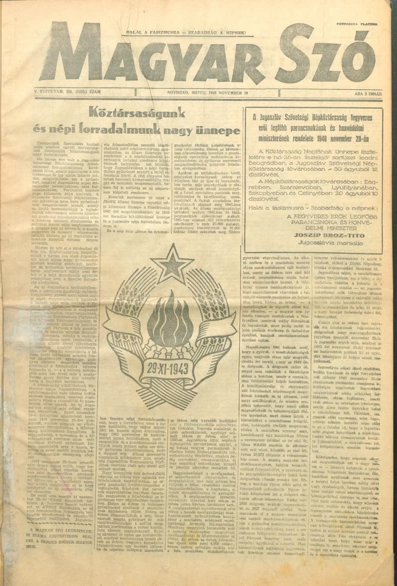 Magyar Szó, 5. évf. 1948. november 29. 286. sz. 1–4. oldal