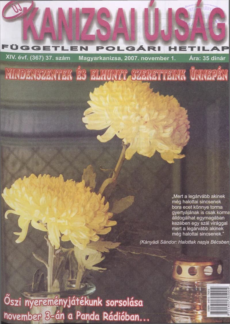 Új Kanizsai Újság, 14. évf. 2007. november 1. 37. sz.