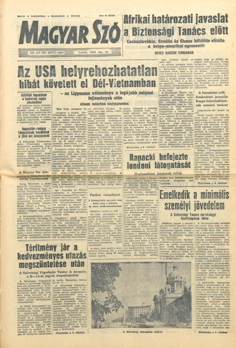 Magyar Szó, 21. évf. 1964. december 23. 353. sz. 1–16. oldal