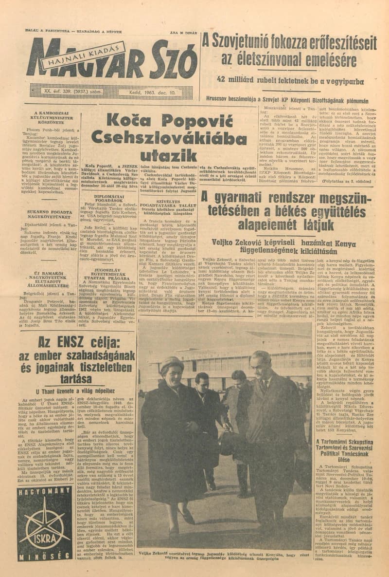 Magyar Szó, 20. évf. 1963. december 10. 339. sz. 1–16. oldal
