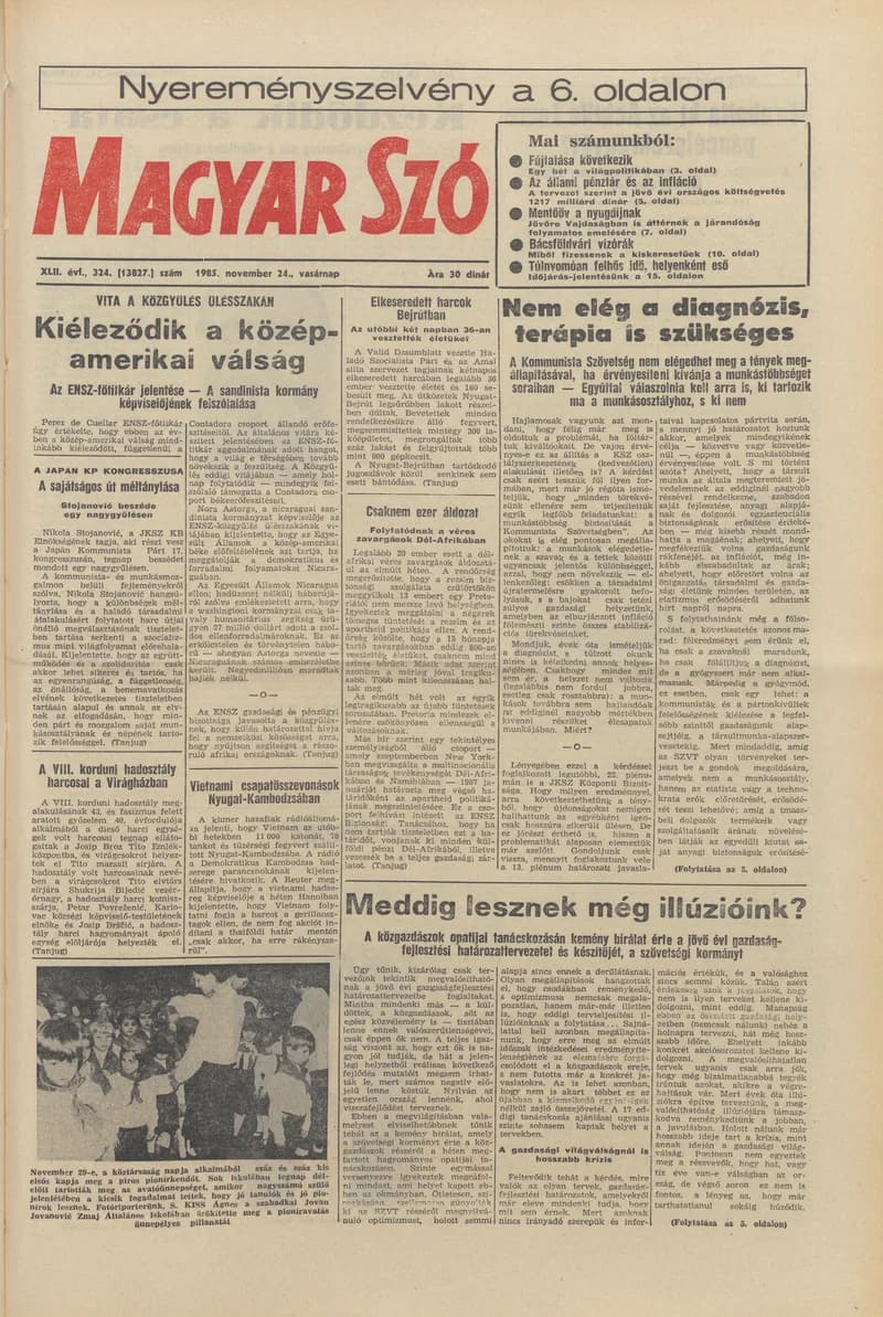 Magyar Szó, 42. évf. 1985. november 24. 324. sz. 1–28. oldal