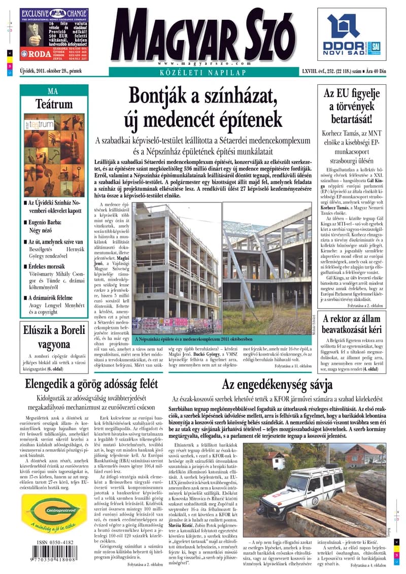 Magyar Szó, 68. évf. 2011. október 28. 252. sz. 1–20. oldal