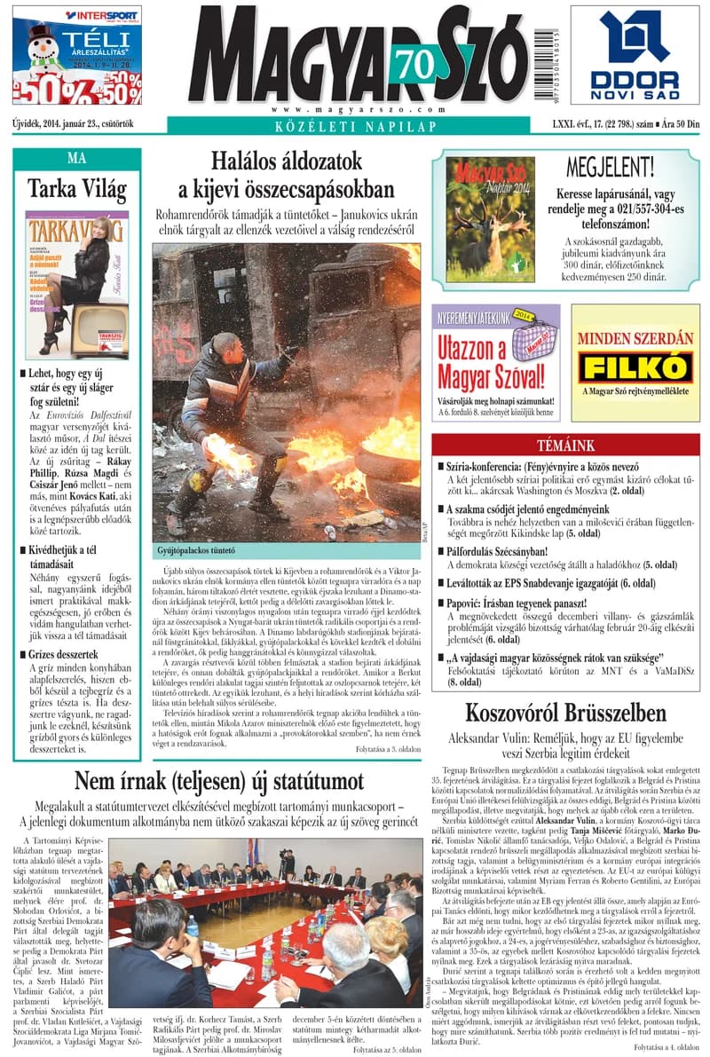 Magyar Szó, 71. évf. 2014. január 23. 17. sz. 1–20. oldal