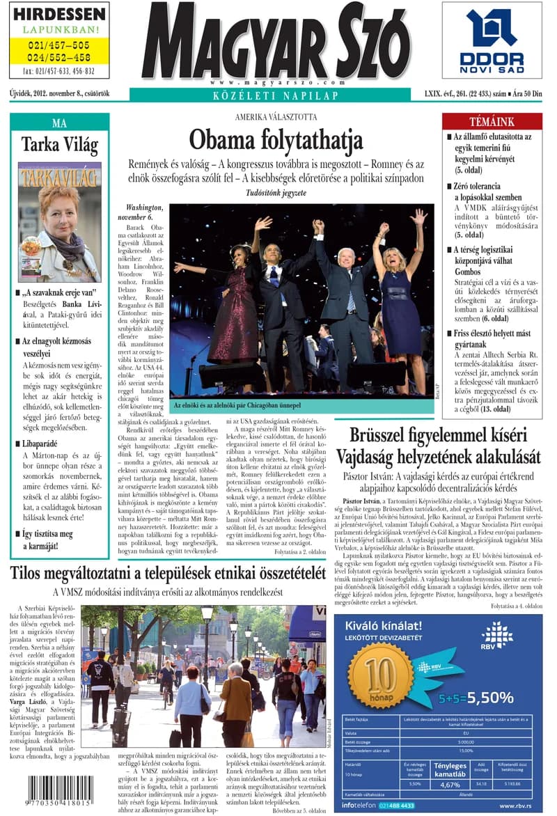 Magyar Szó, 69. évf. 2012. november 8. 261. sz. 1–20. oldal