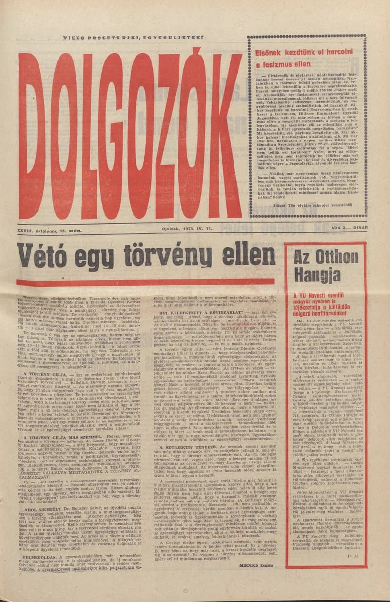 Dolgozók, 29. évf. 1975. április 11. 15. sz.