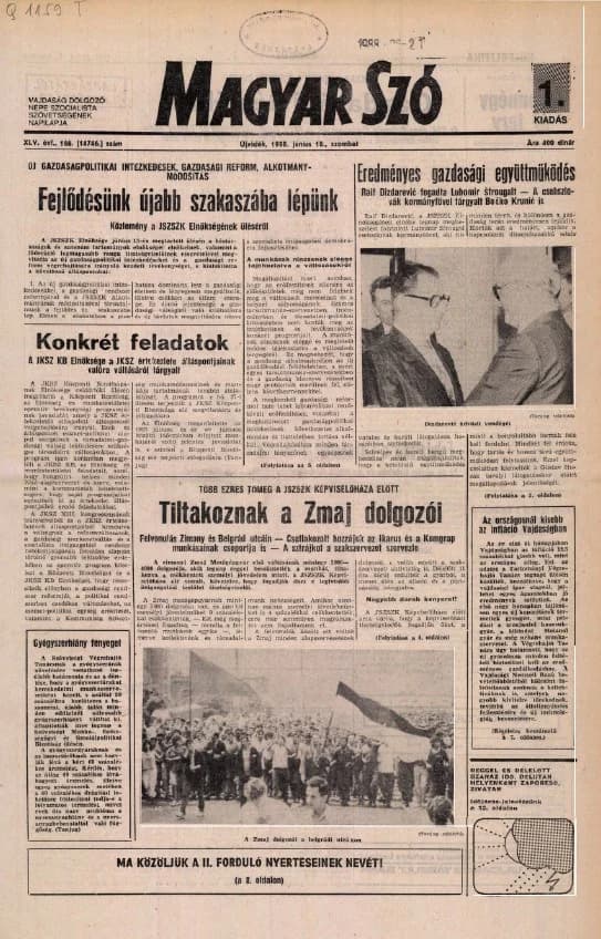 Magyar Szó, 45. évf. 1988. június 18. 166. sz. 1–24. oldal