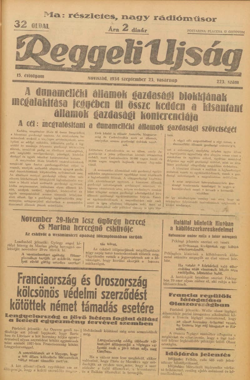 Reggeli Újság, 15. évf. 1934. szeptember 23. 223. sz.
