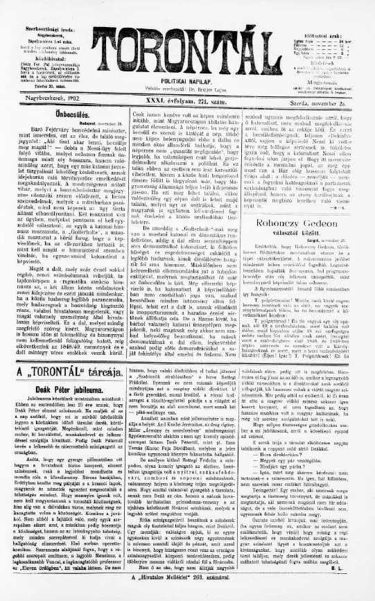 Torontál, 31. évf. 1902. november 26. 271. sz.
