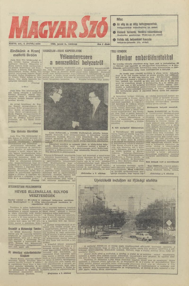 Magyar Szó, 37. évf. 1980. január 6. 4. sz. 1–24. oldal