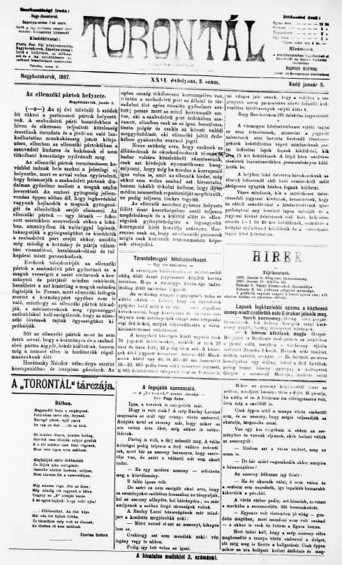 Torontál, 26. évf. 1897. január 5. 3. sz.
