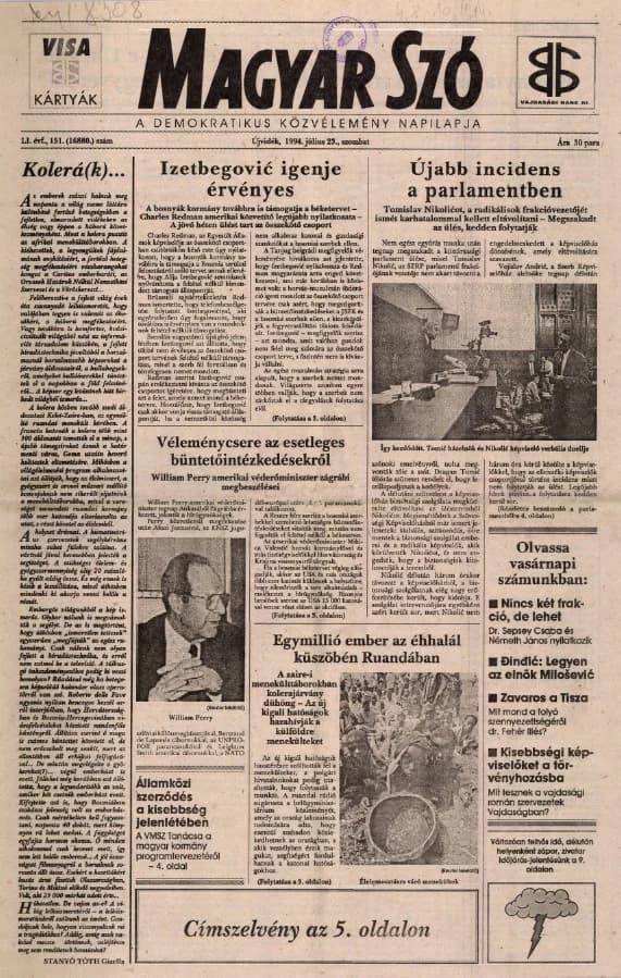 Magyar Szó, 51. évf. 1994. július 23. 151. sz. 1–16. oldal