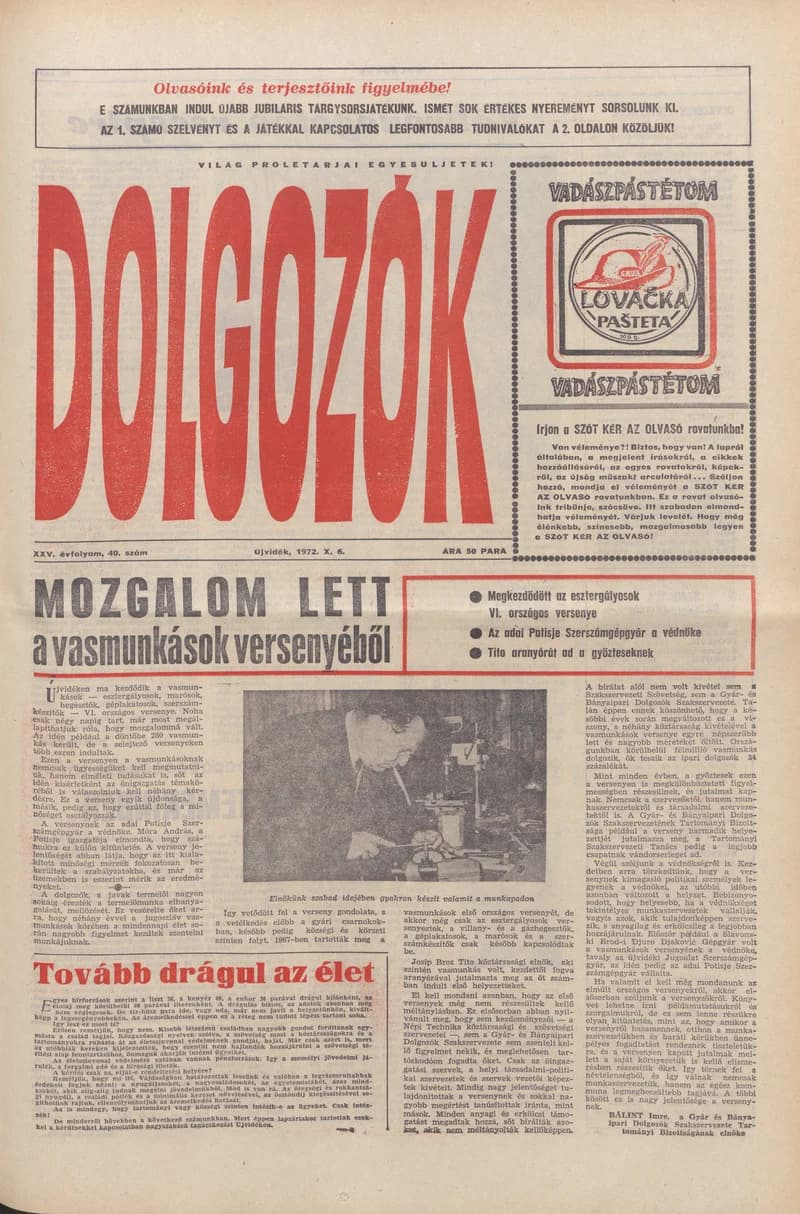 Dolgozók, 26. évf. 1972. október 6. 40. sz.