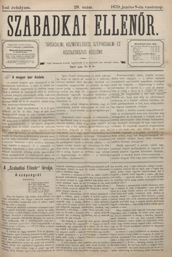 Szabadkai Ellenőr, 1. évf. 1879. június 8. 29. sz.