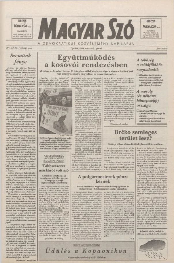 Magyar Szó, 56. évf. 1999. március 5. 50. sz. 1–16. oldal