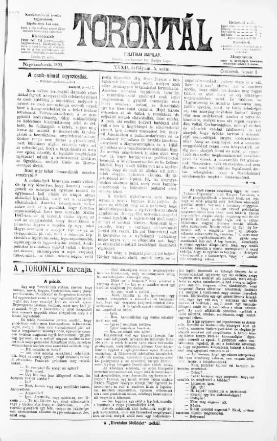 Torontál, 32. évf. 1903. január 8. 5. sz.