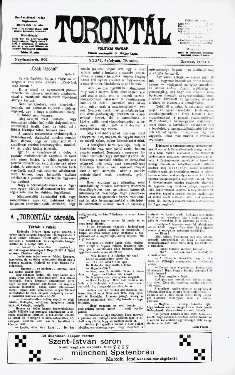 Torontál, 36. évf. 1907. április 6. 79. sz.