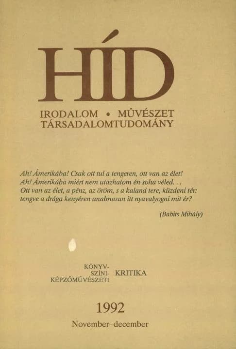Híd, 56. évf. 1992. november – december. 11–12. sz. 817–984. oldal