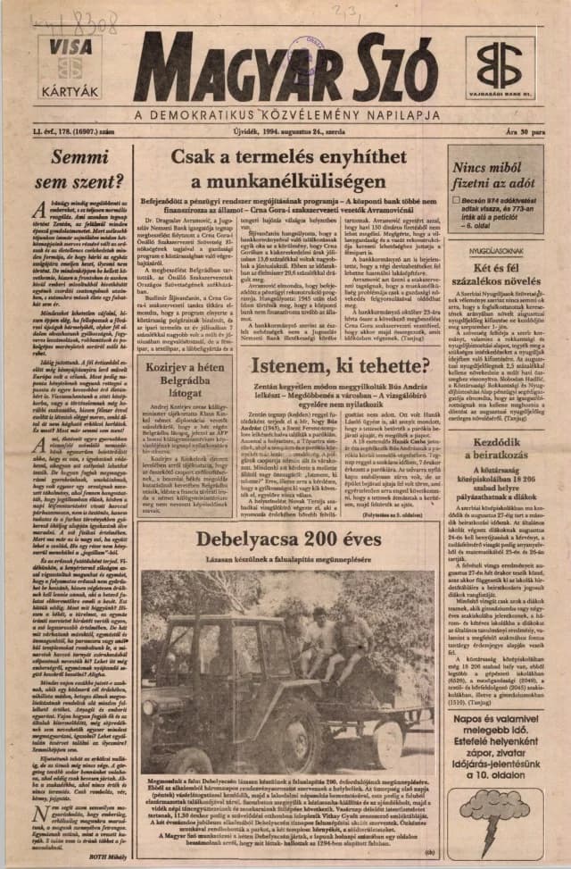 Magyar Szó, 51. évf. 1994. augusztus 24. 178. sz. 1–16. oldal