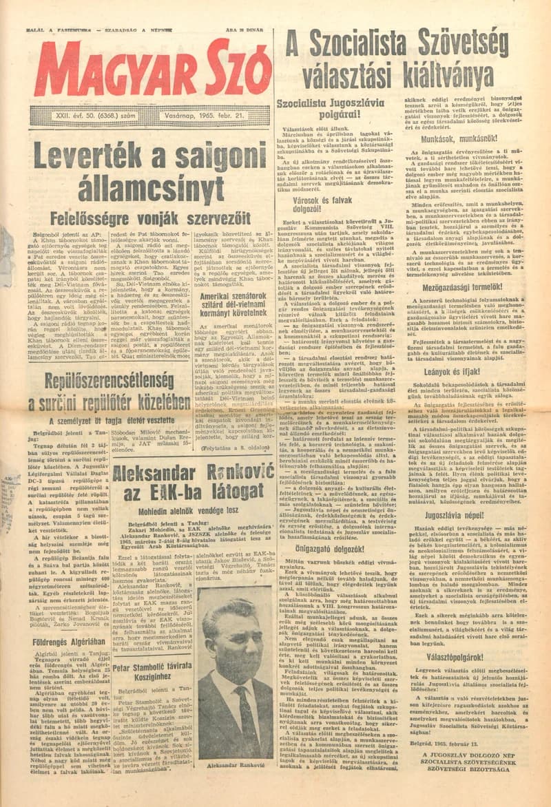 Magyar Szó, 22. évf. 1965. február 21. 50. sz. 1–24. oldal