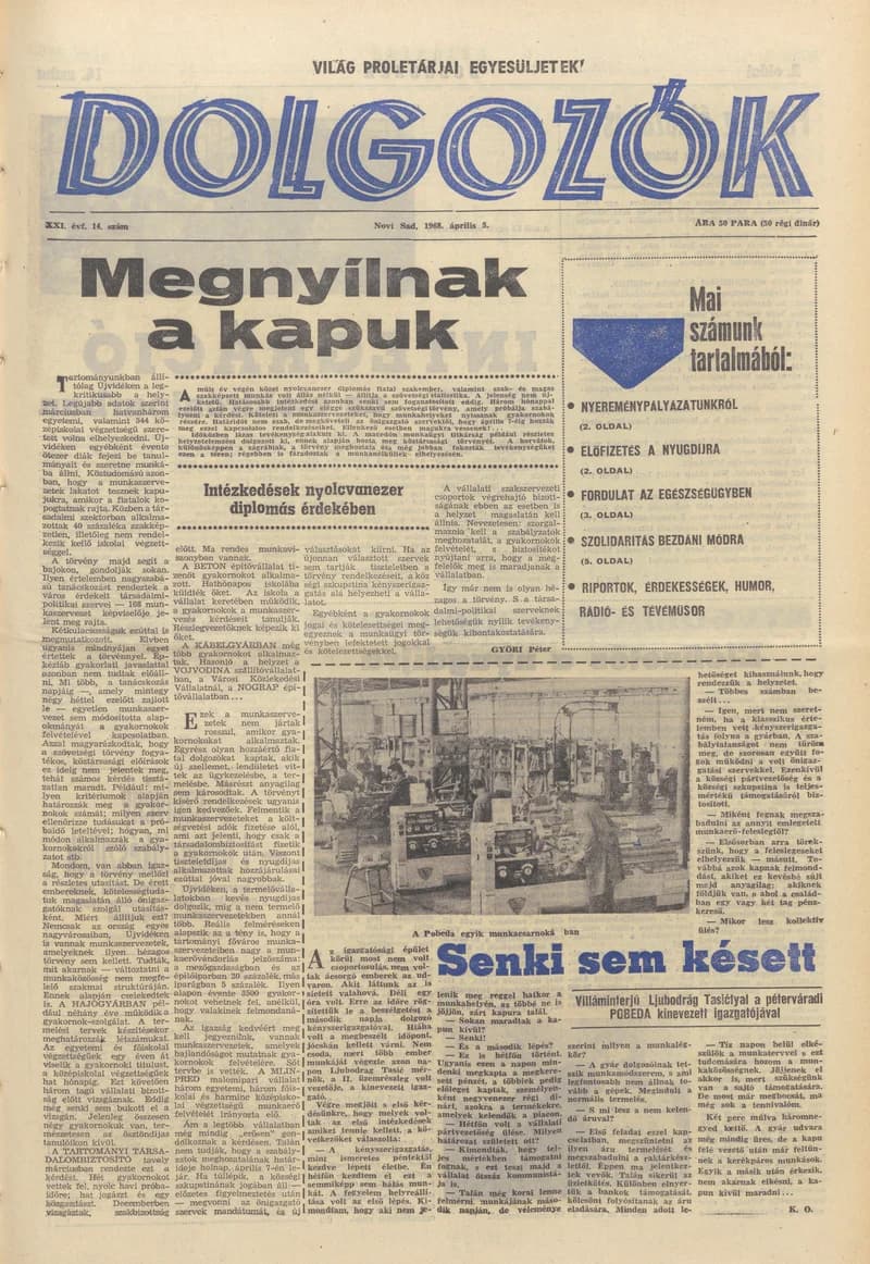 Dolgozók, 22. évf. 1968. április 5. 14. sz.