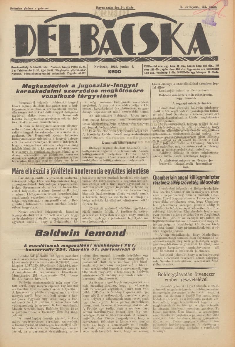 Délbácska, 10. évf. 1929. június 4. 128. sz.