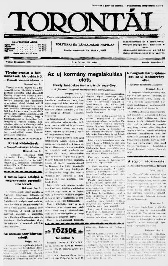 Torontál, 50. évf. 1921. december 7. 270. sz.