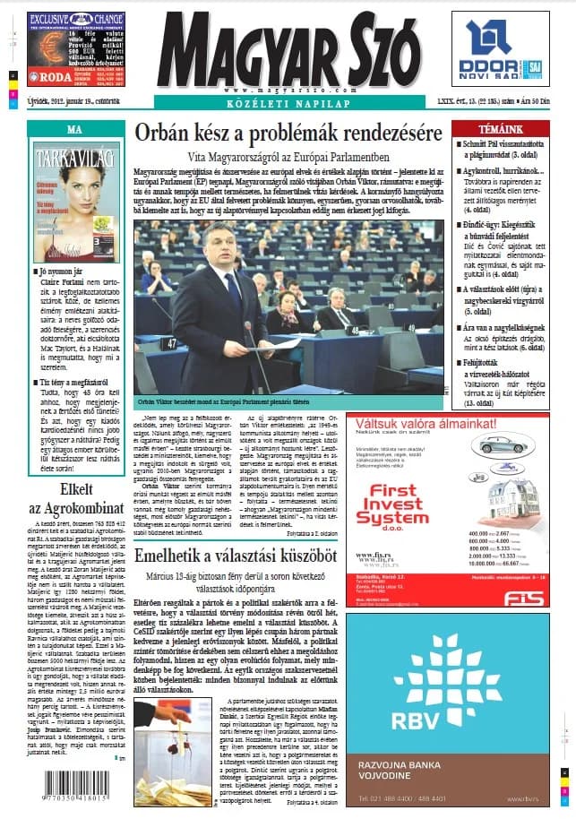 Magyar Szó, 69. évf. 2012. január 19. 13. sz. 1–20. oldal
